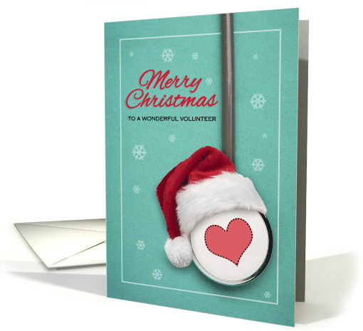 Merry Christmas Medical Volunteer Stethoscope in Santa Hat card