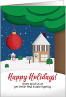 Happy Holidays From Real Estate Custom Winter Houses Illustration card