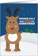 Merry Christmas For Anyone Cute Deer Character in Snow Illustration card