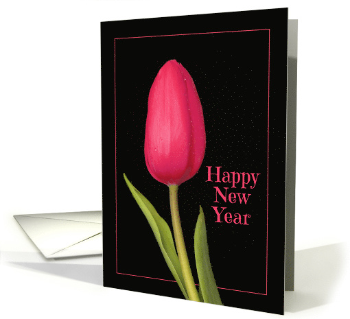 Happy New Year For Anyone Beautiful Red Tulip card (1589850)