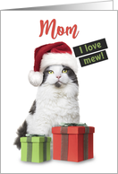 Merry Christmas Mom I Love Mew Cute Cat With Presents card