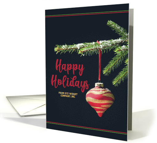 Happy Holidays Custom Business Name Glass Ornament card (1589890)