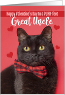 Happy Valentine’s Day Great Uncle Cute Cat in Bow Tie Humor card