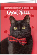 Happy Valentine’s Day Great Niece Cute Cat in Bow Tie Humor card