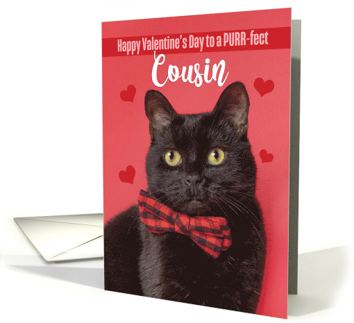 Happy Valentine's Day Cousin Cute Cat in Bow Tie Humor card (1593592)