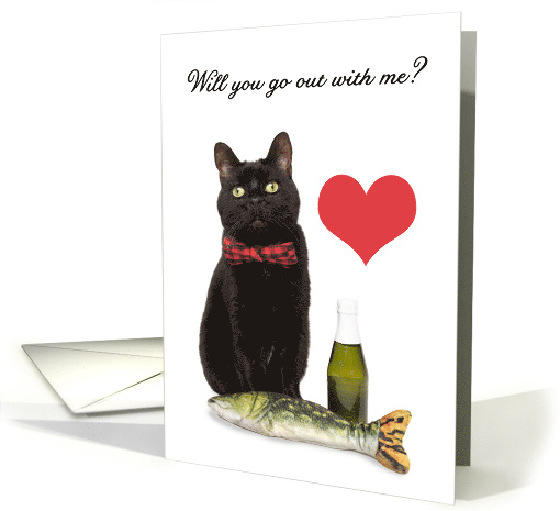 Will You Be My Date Cute Cat Humor card (1594412)