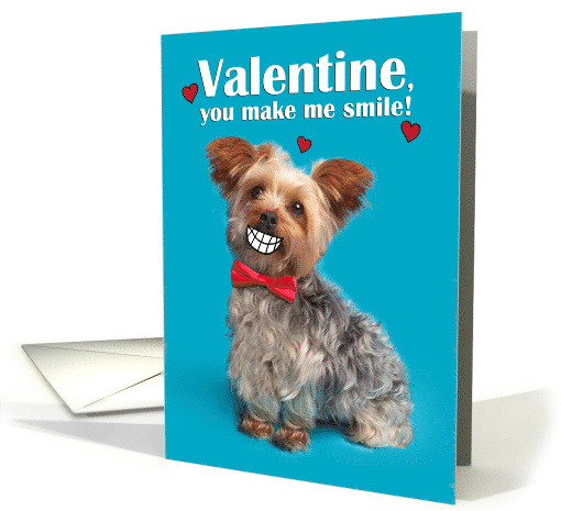 Happy Valentine's Day Funny Yorkie With Cartoon Smile Humor card