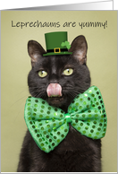 Happy St. Patrick’s Day For Anyone Funny Black Cat Licking Face Humor card