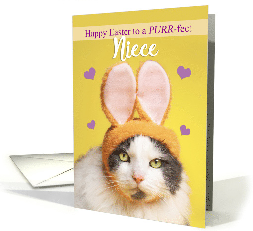 Happy Easter Niece Cute Cat in Bunny Ears Humor card (1599060)