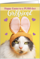 Happy Easter Girlfriend Cute Cat in Bunny Ears Humor card
