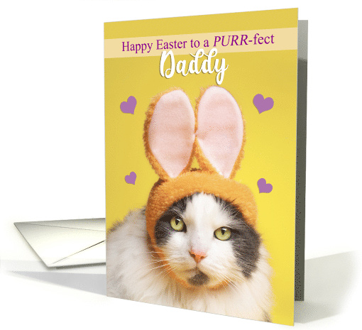 Happy Easter Daddy Cute Cat in Bunny Ears Humor card (1599132)