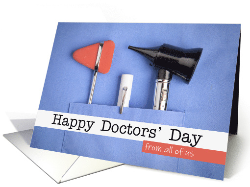 Happy Doctors' Day From Group Medical Devices in Scrub Pocket card