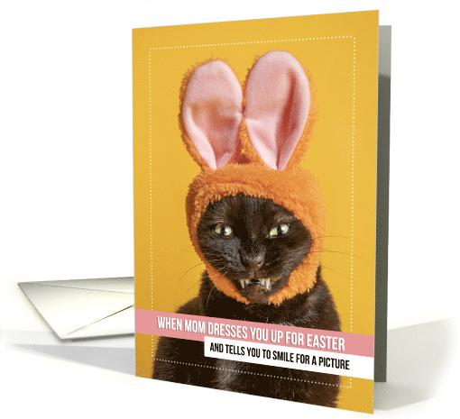 Happy Easter For Anyone Funny Cat Smiling In Bunny Ears Humor card