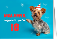 Happy Birthday Custom Name and Age Cute Yorkie in Party Hat card