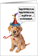 Happy Birthday For Anyone Funny Puppy Singing in Party Hat Humor card
