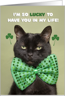 Happy St. Patrick’s Day Lucky Black Cat Humor card