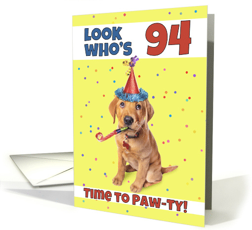 Happy 94th Birthday Cute Puppy in Party Hat Humor card (1605716)