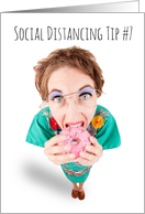 Thinking of You Woman Eating Social Distancing Coronavirus Humor card