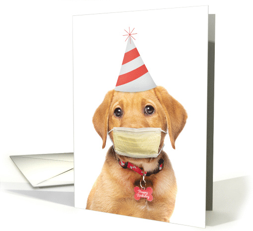 Happy Birthday For Anyone Puppy in Face Mask Coronavirus Humor card