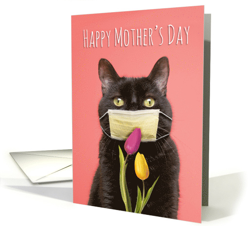 Happy Mother's Day Cat in Face Mask With Flowers... (1611508)