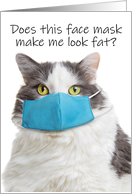 Thinking of You Cat Face Mask Coronavirus Social Distancing Humor card