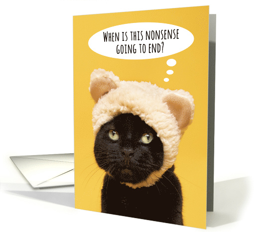 Thinking of You Funny Cat in Bear Ears Coronavirus Lockdown Humor card