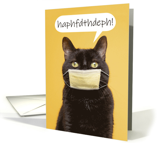 Happy Father's Day Cat Talking With Face Mask Coronavirus Humor card