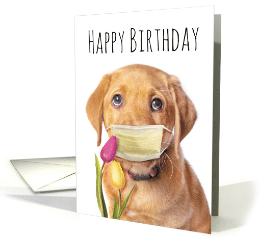 Happy Birthday Puppy in Face Mask Coronavirus Humor card (1617560)