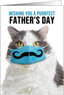 Happy Father’s Day Cute Cat in Coronavirus Face Mask With Mustache card