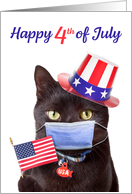 Happy 4th of July Cute Cat in Coronavirus Face Mask Humor card