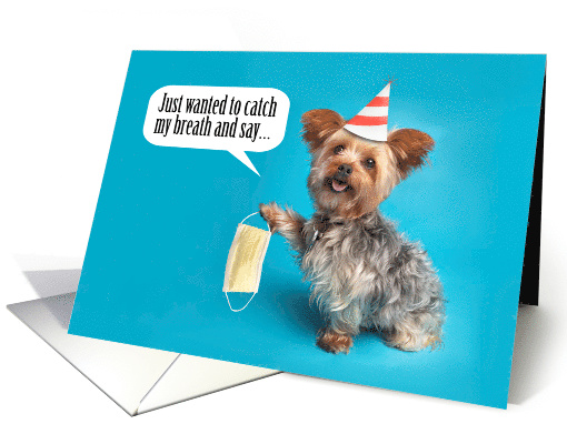 Happy Birthday Yorkie Dog With Face Mask Coronavirus... (1621592)