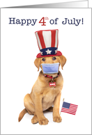 Happy Fourth of July Puppy With Face Mask Coronavirus Pandemic Humor card