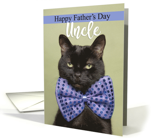 Happy Father's Day Uncle Cool Cat in Big Bow Tie Humor card (1622642)