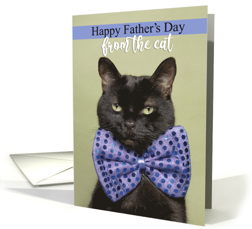 Happy Father's Day From The Cat Kitty in Big Bow Tie Humor card