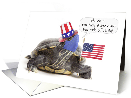 Happy Fourth of July Patriotic Turtle in Face Mask... (1624068)