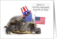 Happy Fourth of July Patriotic Turtle in Face Mask Coronavirus Humor card