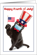 Happy Fourth of July Patriotic Cat in Face Mask Coronavirus Humor card