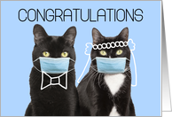 Wedding Congratulations Cats in Coronavirus Face Masks Humor card