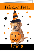 Happy Halloween Uncle Cute Puppy in Costume Humor card
