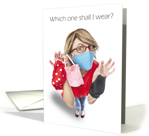 Thinking of You Funny Woman With Coronavirus Face Masks Humor card