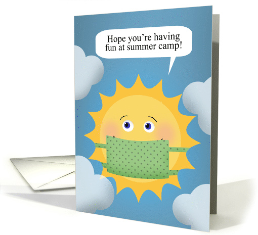 Hope You're Having Fun Summer Camp Sun in Coronavirus Face Mask card