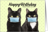 Happy Birthday From Both Cats in Coronavirus Face Masks card