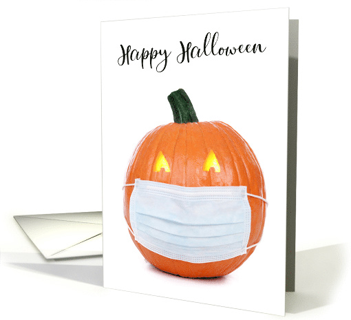 Happy Halloween Pumpkin in Coronavirus Facemask card (1630850)