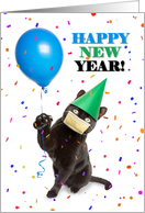Happy New Year Cat in Coronavirus Face Mask Humor card