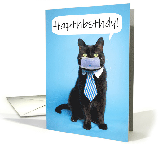 Happy Boss's Day Cat Talking Through Face Mask Coronavirus Humor card