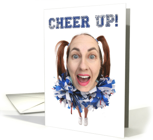 Cheer Up Encouragement Custom Photo Funny Cheerleader Face card