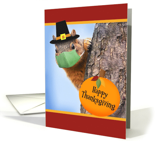 Happy Thanksgiving Cute Squirrel in Pilgrim Hat and... (1642606)