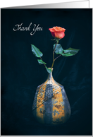 Thank You Elegant Peach Colored Rose in Vase Photograph card