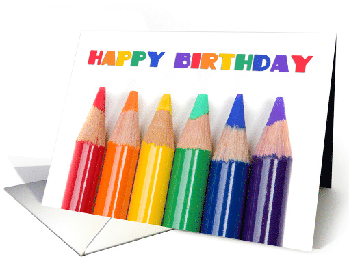 Happy Birthday For Anyone Rainbow Colored Pencils card (1644906)