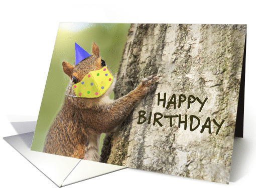 Happy Birthday Squirrel in Coronavirus Face Mask Humor card (1648450)